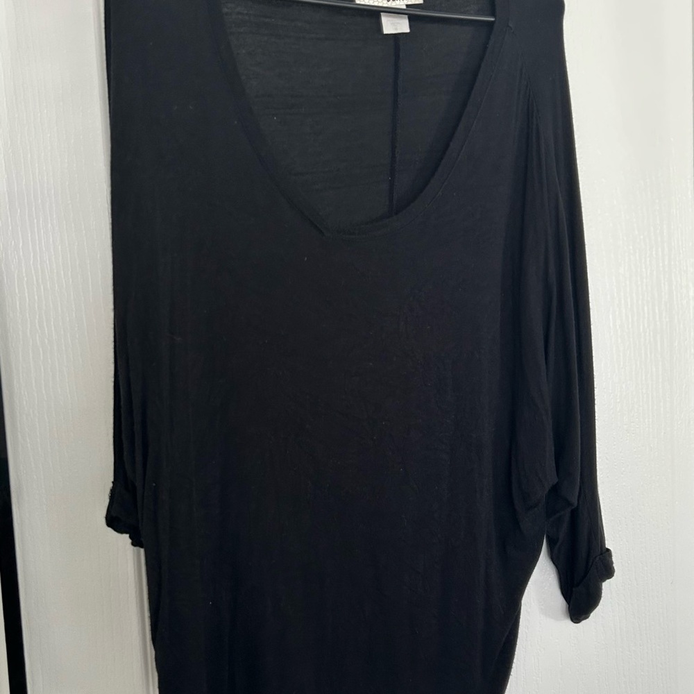 Black Oversized 3/4 Sleeve Tunic Top